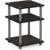 Furinno TURN-N-TUBE Side Table, 3-Tier End Table, Open Shelves Nightstand, Night Stand, Bedside Table, Easy Assembly, for Living Room, Bedroom, Espresso(Espresso)