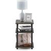 Furinno TURN-N-TUBE Side Table, 3-Tier End Table, Open Shelves Nightstand, Night Stand, Bedside Table, Easy Assembly, for Living Room, Bedroom, Espresso(French Oak Grey/Black)