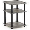 Furinno TURN-N-TUBE Side Table, 3-Tier End Table, Open Shelves Nightstand, Night Stand, Bedside Table, Easy Assembly, for Living Room, Bedroom, Espresso(French Oak Grey/Black)