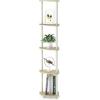 Furinno Turn-N-Tube 5 Tier Corner Display Rack Multipurpose Shelving Unit, 1-Pack, Cream Faux Marble/White(Cream Faux Marble/White)