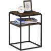 Furinno Turn-N-Tube Easy Assembly Multipurpose End Table / Side Table / Sofa Table / Nightstand, Classic Tubes, French Oak Grey/Black(Columbia Walnut)