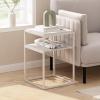 Furinno Turn-N-Tube Easy Assembly Multipurpose End Table / Side Table / Sofa Table / Nightstand, Classic Tubes, French Oak Grey/Black(Solid White/White)