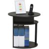 Furinno Turn-N-Tube Easy Assembly Multipurpose End Table / Side Table / Sofa Table / Nightstand, Classic Tubes, French Oak Grey/Black(Walnut/Black)