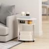 Furinno Turn-N-Tube Easy Assembly Multipurpose End Table / Side Table / Sofa Table / Nightstand, Classic Tubes, French Oak Grey/Black(White Oak/Chrome)