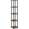 Furinno Turn-N-Tube No Tools Decorative Display Shelf, 5-Cube, Americano/Black(Amber Pine/Black)