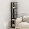 Furinno Turn-N-Tube No Tools Decorative Display Shelf, 5-Cube, Americano/Black(French Oak Grey/Black)