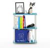 Furinno Turn-S-Tube 3-Tier Compact Multipurpose Shelf Display Rack with Square Tube, Light Blue/White(Light Blue/White)