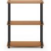 Furinno Turn-S-Tube 3-Tier Compact Multipurpose Shelf Display Rack with Square Tube, Light Blue/White(Light Cherry/Black)