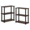 Furinno Turn-S-Tube 3-Tier Compact Multipurpose Shelf Display Rack with Square Tube, Light Blue/White(Walnut/Brown)