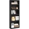 Furinno JAYA Book Shelf, 5-Tier Bookshelf, Bookcase with Adjustable Shelves, 9.5″ x 24.5″ x 71.2″, for Organization and Storage, for Living Room, Bedroom, Home Office, Amber Pine(Blackwood)