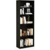 Furinno JAYA Book Shelf, 5-Tier Bookshelf, Bookcase with Adjustable Shelves, 9.5″ x 24.5″ x 71.2″, for Organization and Storage, for Living Room, Bedroom, Home Office, Amber Pine(Espresso)