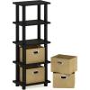 Furinno LACi 4-Bins System Rack, 11.3(W) x 28.8(H) Inch, Espresso/Black(Espresso/Black)