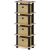 Furinno LACi 4-Bins System Rack, 11.3(W) x 28.8(H) Inch, Espresso/Black(Oak/Black/Light Brown)