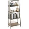 Furinno Ladder Bookcase Display Shelf, 5-Tier, French Oak(French Oak)