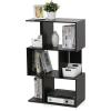 Furinno SIMPLY Book Shelf, 3-Tier Geometric Bookshelf, S-Shape Bookcase with Open Shelf, 11.8″ x 23.6″ x 37.3″, for Organization and Storage, for Living Reoom, Bedroom, Home Office, Espresso