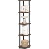 Furinno TURN-N-TUBE Corner Shelf, 5-Tier Corner Bookshelf, Open Storage Shelves, for Organization and Storage, Living Room, Home Office, Garage, Bedroom, Black(Amber Oak/Black)