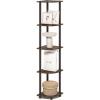 Furinno TURN-N-TUBE Corner Shelf, 5-Tier Corner Bookshelf, Open Storage Shelves, for Organization and Storage, Living Room, Home Office, Garage, Bedroom, Black(Black Walnut/Brown)