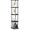 Furinno TURN-N-TUBE Corner Shelf, 5-Tier Corner Bookshelf, Open Storage Shelves, for Organization and Storage, Living Room, Home Office, Garage, Bedroom, Black(Black/Grey)