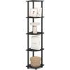 Furinno TURN-N-TUBE Corner Shelf, 5-Tier Corner Bookshelf, Open Storage Shelves, for Organization and Storage, Living Room, Home Office, Garage, Bedroom, Black(Black Espresso/Black)