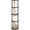 Furinno TURN-N-TUBE Corner Shelf, 5-Tier Corner Bookshelf, Open Storage Shelves, for Organization and Storage, Living Room, Home Office, Garage, Bedroom, Black(Brown Grain/Black)