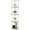 Furinno Turn-N-Tube 5 Tier Corner Display Rack Multipurpose Shelving Unit, 1-Pack, Cream Faux Marble/White(Cream Faux Marble/White)