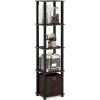 Furinno Turn-N-Tube No Tools Decorative Display Shelf, 5-Cube, Americano/Black(Columbia Walnut/Black/Dark Brown)
