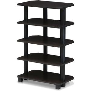 FURINNO 3 shelves, Turn-N-Tube Ladder Space Shelf, Walnut/Brown(Espresso)