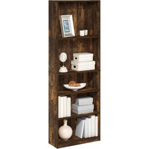 Furinno JAYA Book Shelf, 5-Tier Bookshelf, Bookcase with Adjustable Shelves, 9.5″ x 24.5″ x 71.2″, for Organization and Storage, for Living Room, Bedroom, Home Office, Amber Pine(Amber Pine)
