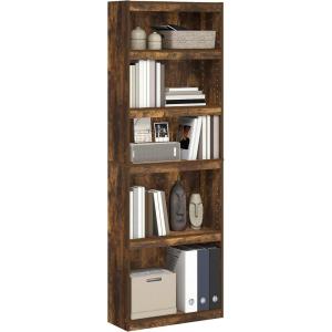 Furinno JAYA Book Shelf, 5-Tier Bookshelf, Bookcase with Adjustable Shelves, 9.5″ x 24.5″ x 71.2″, for Organization and Storage, for Living Room, Bedroom, Home Office, Amber Pine(Amber Oak)