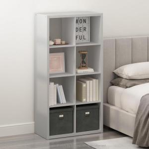 Furinno LACi 4-Bins System Rack, 11.3(W) x 28.8(H) Inch, Espresso/Black(Light Grey)