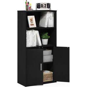 Furinno Pasir 3 Tier Display Bookcase, White(Black Oak)