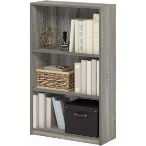 Furinno Pasir 3 Tier Display Bookcase, White(French Oak Grey)