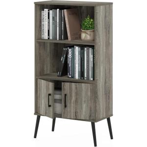 Furinno Pasir 3 Tier Display Bookcase, White(Grey Oak)