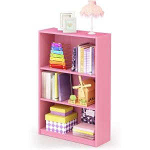 Furinno Pasir 3 Tier Display Bookcase, White(Pink)