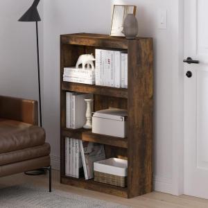 Furinno Pasir 3-Tier No Tool Assembly Open Shelf Bookcase, White(Amber Oak)