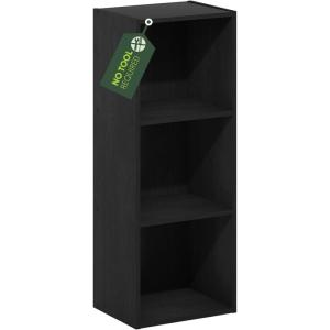 Furinno Pasir 3-Tier No Tool Assembly Open Shelf Bookcase, White(Darkwood)
