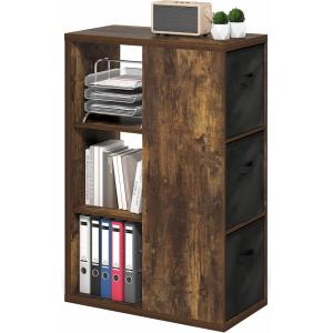 Furinno Pasir 3-Tier Shelf with 3 Door/Round Handle, Light Cherry(Amber Pine)