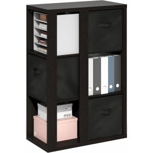 Furinno Pasir 3-Tier Shelf with 3 Door/Round Handle, Light Cherry(Dark Oak)