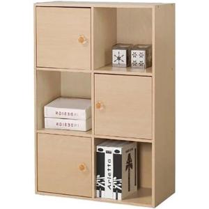 Furinno Pasir 3-Tier Shelf with 3 Door/Round Handle, Light Cherry(Steam Beech)