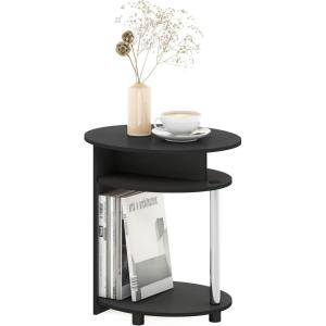 Furinno Turn-N-Tube Easy Assembly Multipurpose End Table / Side Table / Sofa Table / Nightstand, Classic Tubes, French Oak Grey/Black(Americano/Chrome)