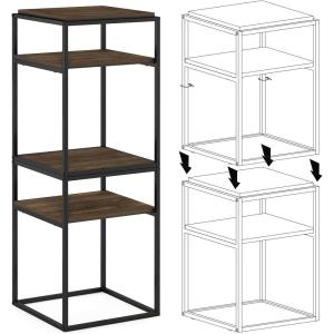 Furinno Turn-N-Tube Easy Assembly Multipurpose End Table / Side Table / Sofa Table / Nightstand, Classic Tubes, French Oak Grey/Black(Columbia Walnut)