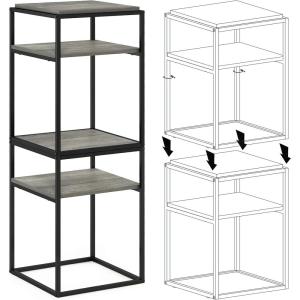 Furinno Turn-N-Tube Easy Assembly Multipurpose End Table / Side Table / Sofa Table / Nightstand, Classic Tubes, French Oak Grey/Black(French Oak Grey)