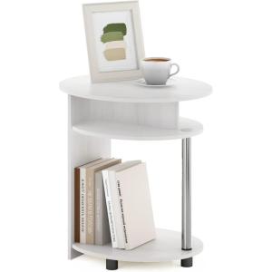Furinno Turn-N-Tube Easy Assembly Multipurpose End Table / Side Table / Sofa Table / Nightstand, Classic Tubes, French Oak Grey/Black(White Oak/Chrome)