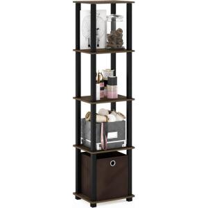 Furinno Turn-N-Tube No Tools Decorative Display Shelf, 5-Cube, Americano/Black(Columbia Walnut/Black/Dark Brown)