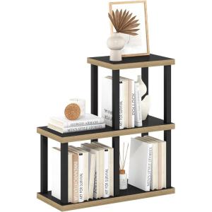 Furinno Turn-N-Tube No Tools Decorative Display Shelf, 5-Cube, Americano/Black(Dark Americano/Black)