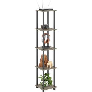 Furinno Turn-N-Tube No Tools Decorative Display Shelf, 5-Cube, Americano/Black(French Oak Grey/Black)