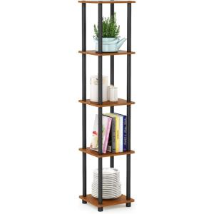 Furinno Turn-N-Tube No Tools Decorative Display Shelf, 5-Cube, Americano/Black(Light Cherry/Black)