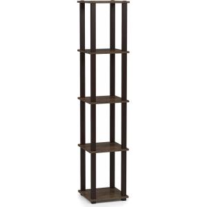 Furinno Turn-N-Tube No Tools Decorative Display Shelf, 5-Cube, Americano/Black(Walnut/Brown)