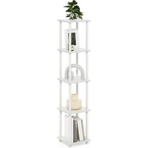Furinno Turn-N-Tube No Tools Decorative Display Shelf, 5-Cube, Americano/Black(White/White)