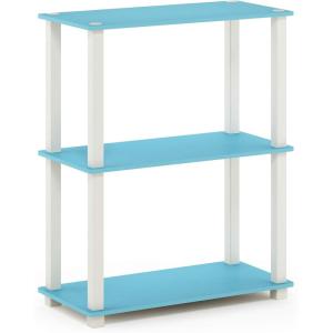 Furinno Turn-S-Tube 3-Tier Compact Multipurpose Shelf Display Rack with Square Tube, Light Blue/White(Light Blue/White)
